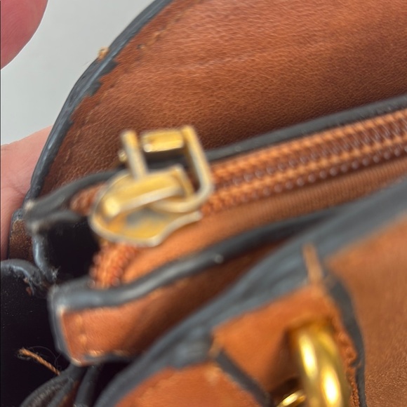 Brown and Gold Circular Crossbody Bag with Leather Finish - Picture 8 of 15